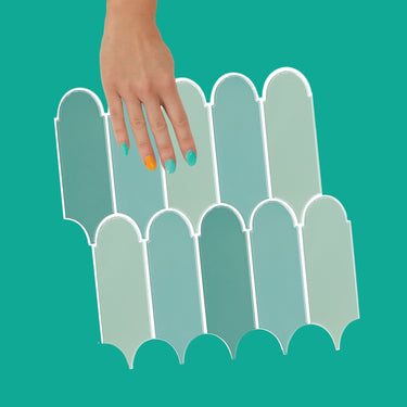 Feather Wall Tile | Green with White Grout